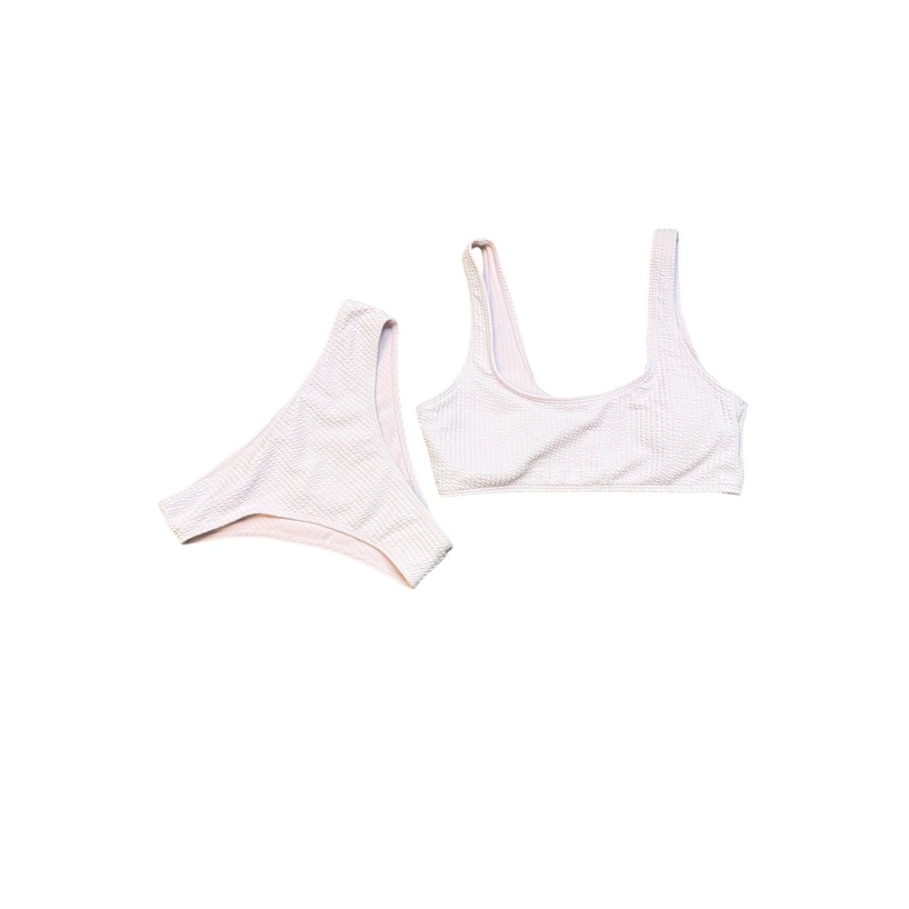 Boho Bikini Scoop Neck  Pale‎ Pink High Leg Two Piece Swimsuit Small